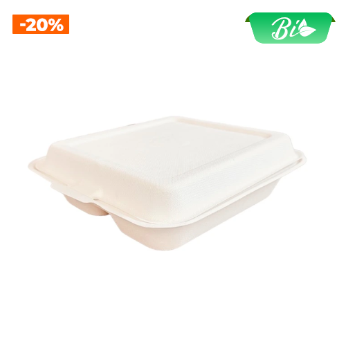 Hộp menu 3 ngăn từ bã mía 205x205x70mm