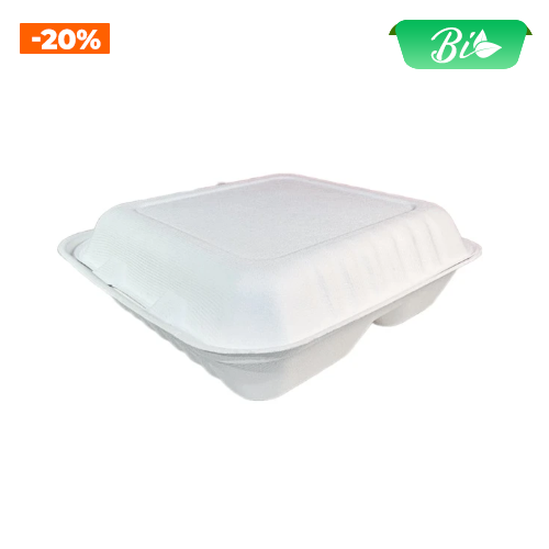 Hộp menu 3 ngăn từ bã mía 220x220x75mm