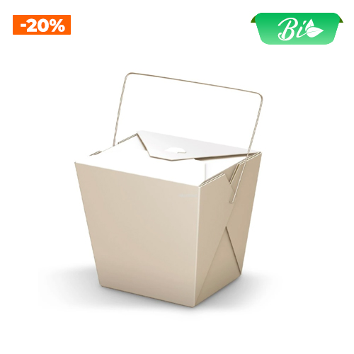 Hộp đựng mì chữ nhật trắng có quai xách 450ml