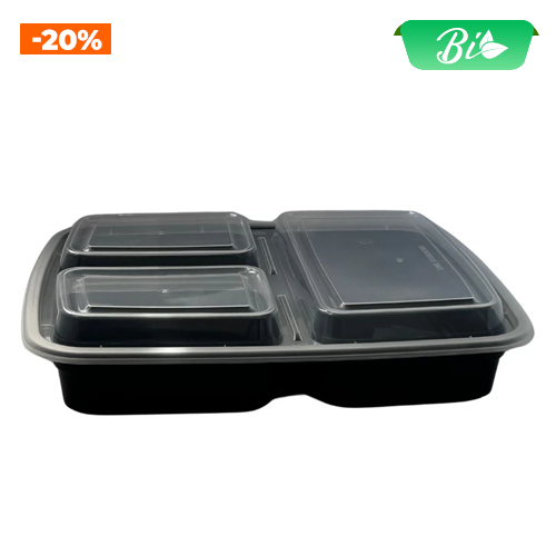 Hộp nhựa ba ngăn PP 1100ml kèm nắp